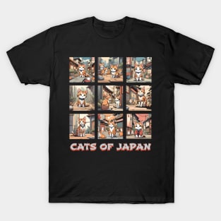 Cats of Japan Manga comic style T-Shirt
